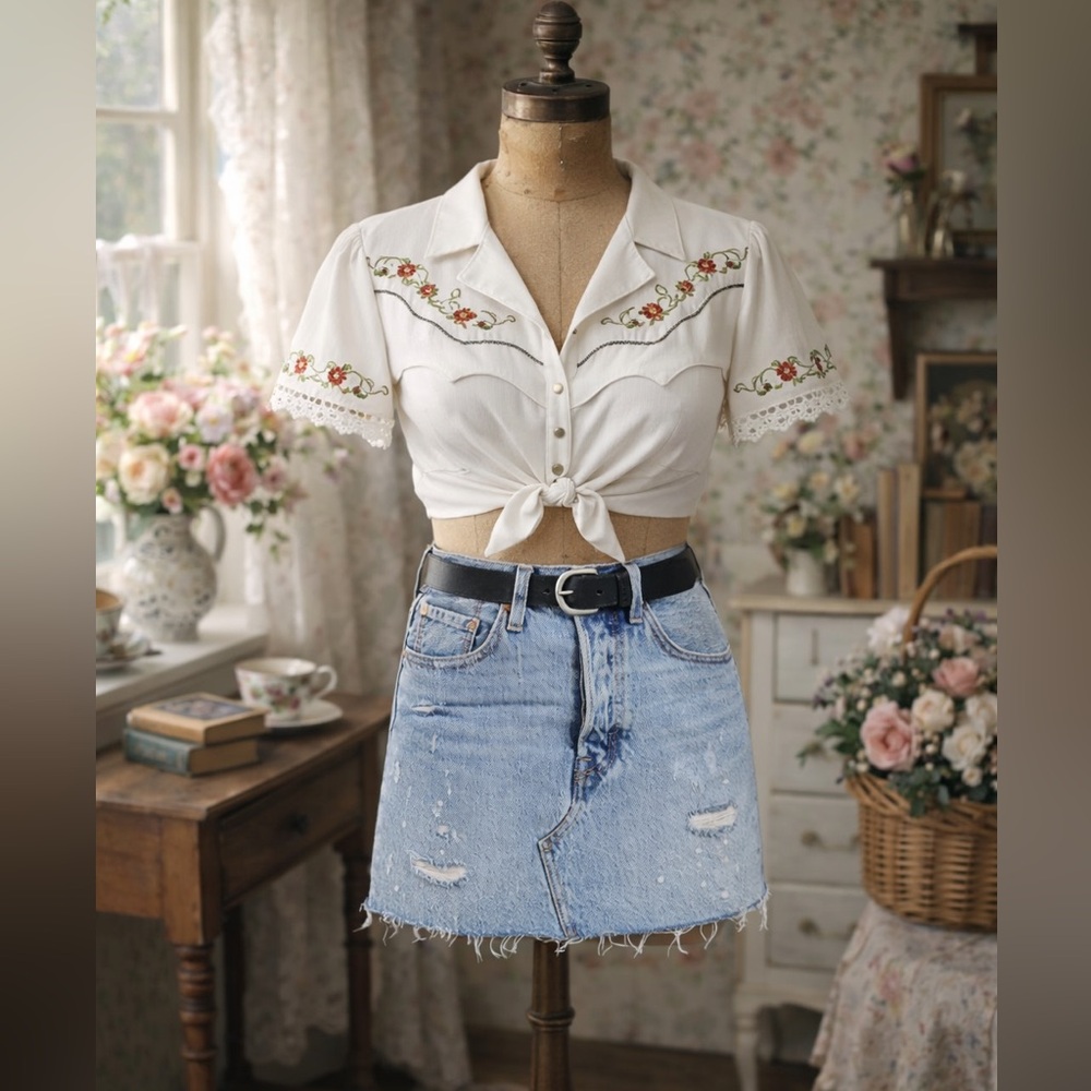 Levi Deconstructed Light Denim Mini Skirt